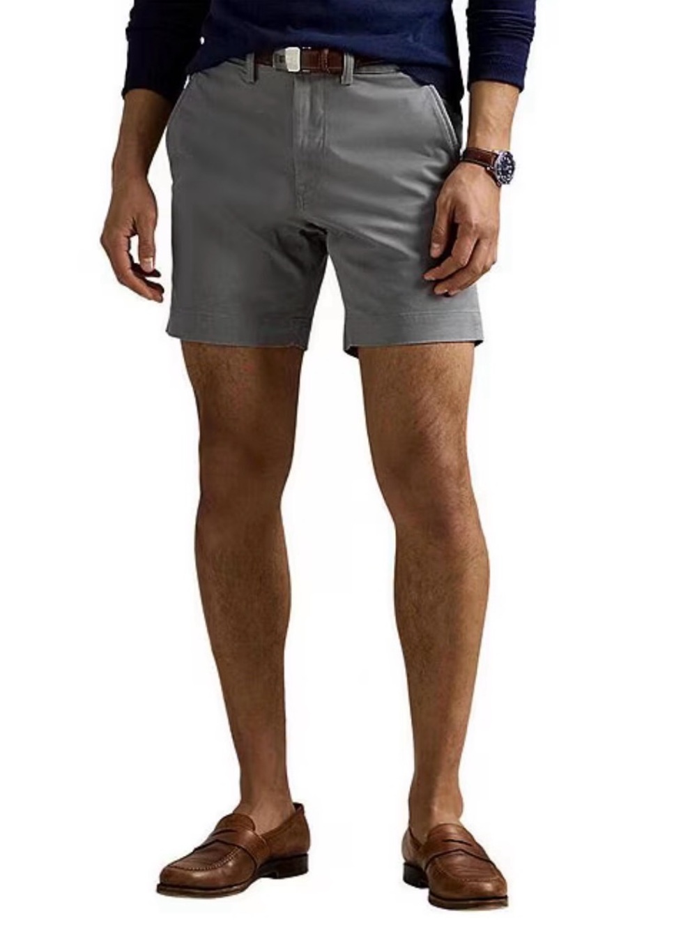 Polo Ralph Lauren Mens Sz 36 5” Gray Flat-Front Stretch Classic Fit Chino Shorts